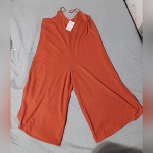 Eyeshadow Wide-Leg Jumpsuit in Burnt Orange